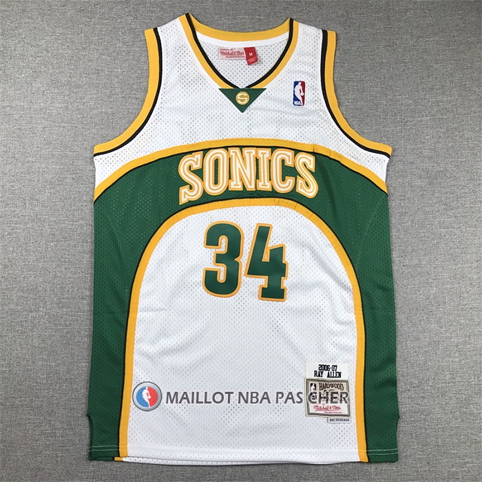 Maillot Seattle Supersonics Ray Allen NO 34 Mitchell & Ness 2006-07 Blanc